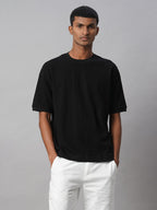 Men's Black 100% Cotton Regular Fit Tshirt