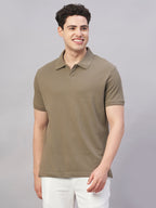 Men's Brown 100% Cotton Regular Fit Tshirt