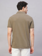 Men's Brown 100% Cotton Regular Fit Tshirt