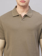 Men's Brown 100% Cotton Regular Fit Tshirt
