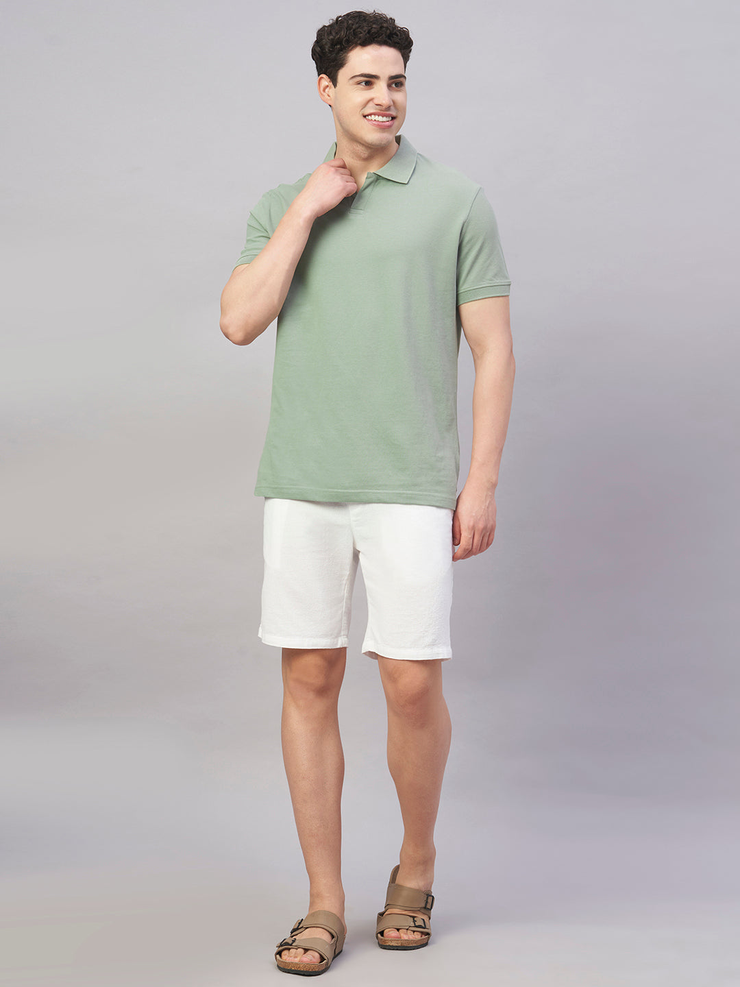 Men's Green 100% Cotton Regular Fit Tshirt