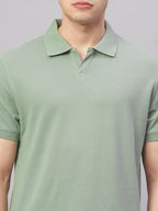 Men's Green 100% Cotton Regular Fit Tshirt