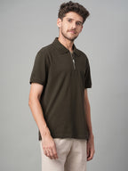Men's Brown 100% Cotton Regular Fit Tshirt