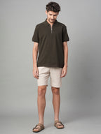 Men's Brown 100% Cotton Regular Fit Tshirt