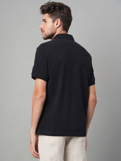Men’s Cotton Regular Fit Zip Polo T-Shirt Navy