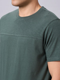 Men’s Organic Cotton Regular Fit Round Neck Solid T-Shirt Green