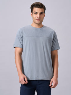 Men’s Organic Cotton Regular Fit Round Neck Solid T-Shirt Grey