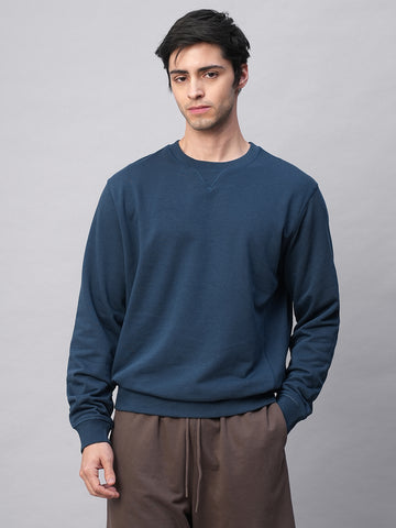 Men’s Organic Cotton Regular Fit Sweatshirt T-Shirt Blue