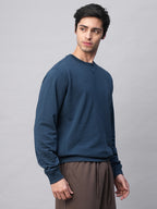 Men's Blue Organic Cotton Regular Fit Sweatshirt