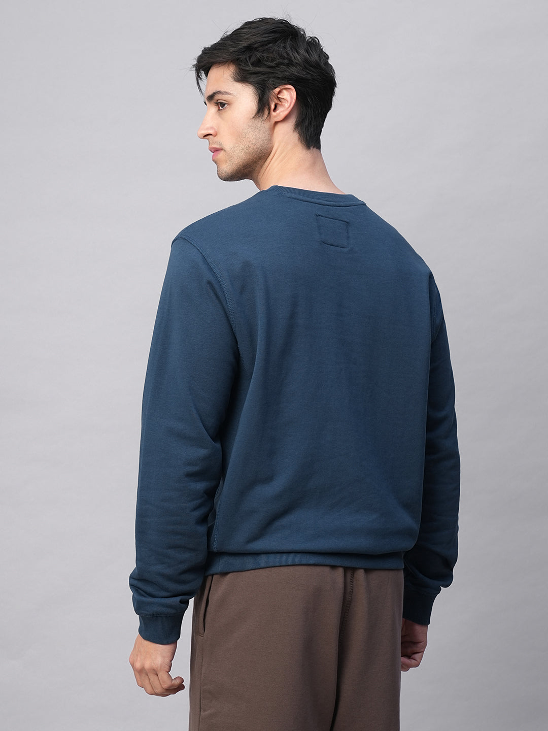 Men's Blue Organic Cotton Regular Fit Sweatshirt