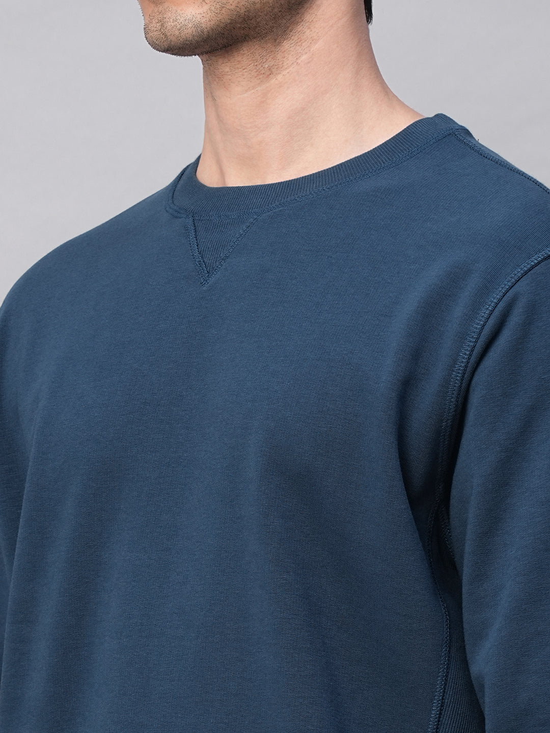 Men's Blue Organic Cotton Regular Fit Sweatshirt