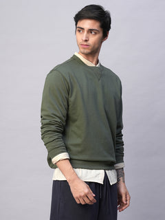 Men's Organic Cotton Regular Fit Sweatshirt Olive