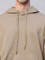 Men's Khaki Organic Cotton Regular Fit Hoodie Sweatshirt