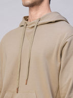 Men's Khaki Organic Cotton Regular Fit Hoodie Sweatshirt