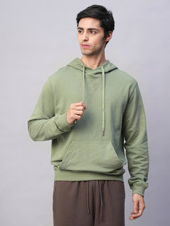 Men’s Organic Cotton Regular Fit Hoodie Sweatshirt T-Shirt Light Green