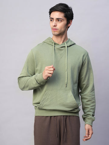 Men’s Organic Cotton Regular Fit Hoodie Sweatshirt T-Shirt Light Green
