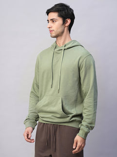 Men’s Organic Cotton Regular Fit Hoodie Sweatshirt T-Shirt Light Green