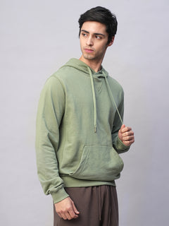 Men’s Organic Cotton Regular Fit Hoodie Sweatshirt T-Shirt Light Green