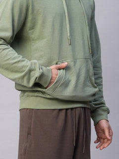 Men’s Organic Cotton Regular Fit Hoodie Sweatshirt T-Shirt Light Green