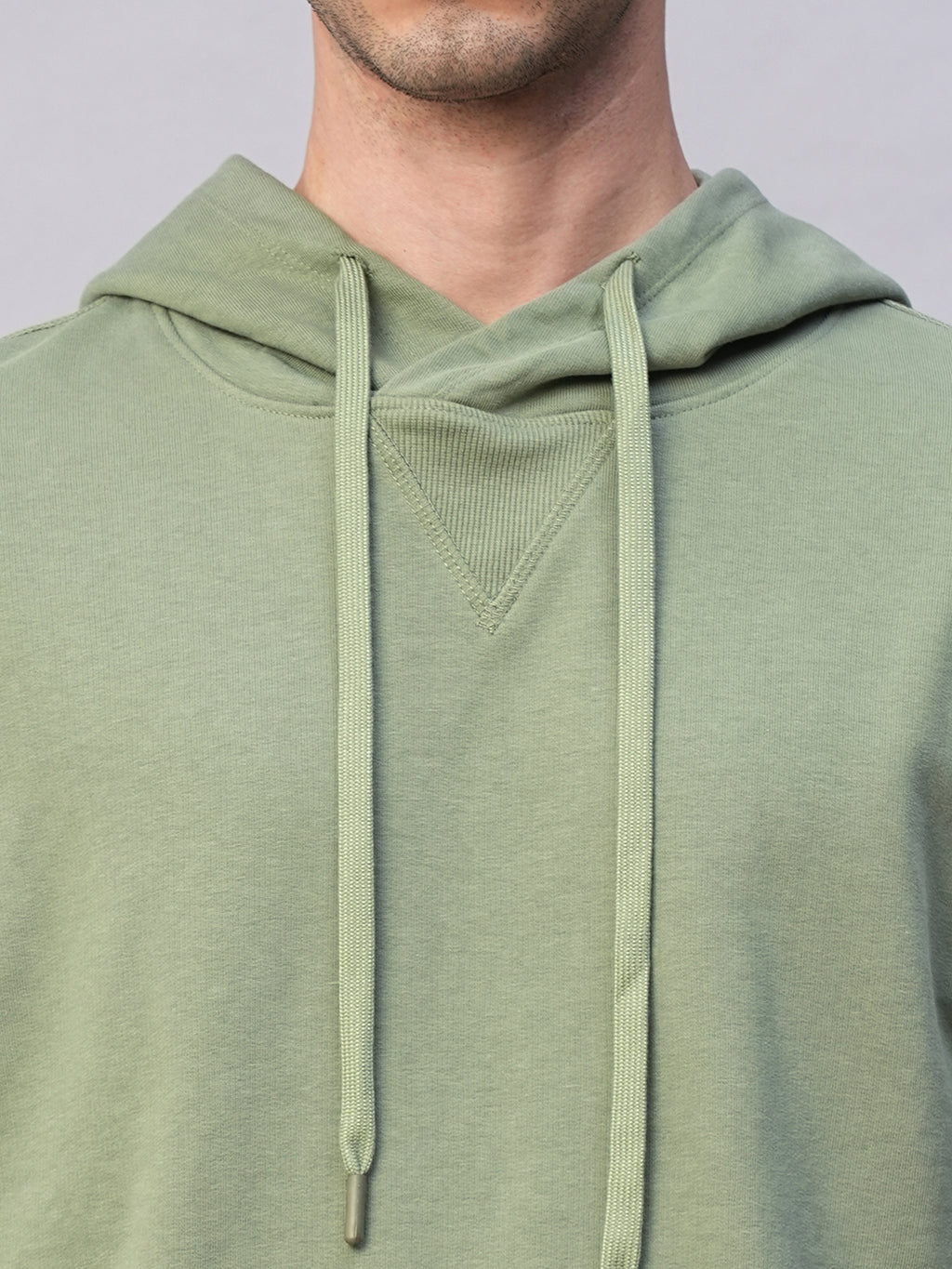 Men's Light Green Organic Cotton Regular Fit Hoodie Sweatshirt