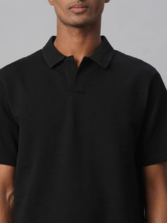 Men’s Cotton Elastane Regular Fit Polo T-Shirt Black