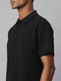 Men’s Cotton Elastane Regular Fit Polo T-Shirt Black