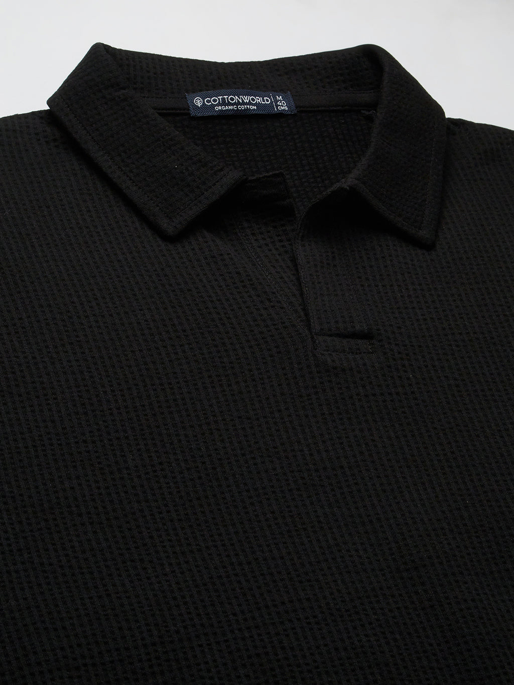 Men's Black Cotton Elastane Regular Fit Tshirt