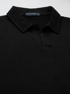 Men's Black Cotton Elastane Regular Fit Tshirt