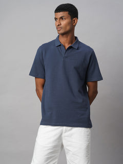 Men’s Cotton Elastane Regular Fit Polo T-Shirt Blue