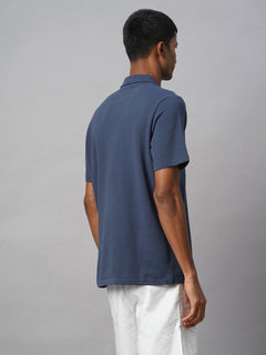 Men’s Cotton Elastane Regular Fit Polo T-Shirt Blue