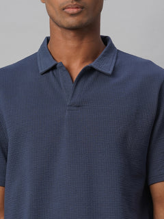 Men’s Cotton Elastane Regular Fit Polo T-Shirt Blue