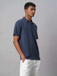 Men’s Cotton Elastane Regular Fit Polo T-Shirt Blue