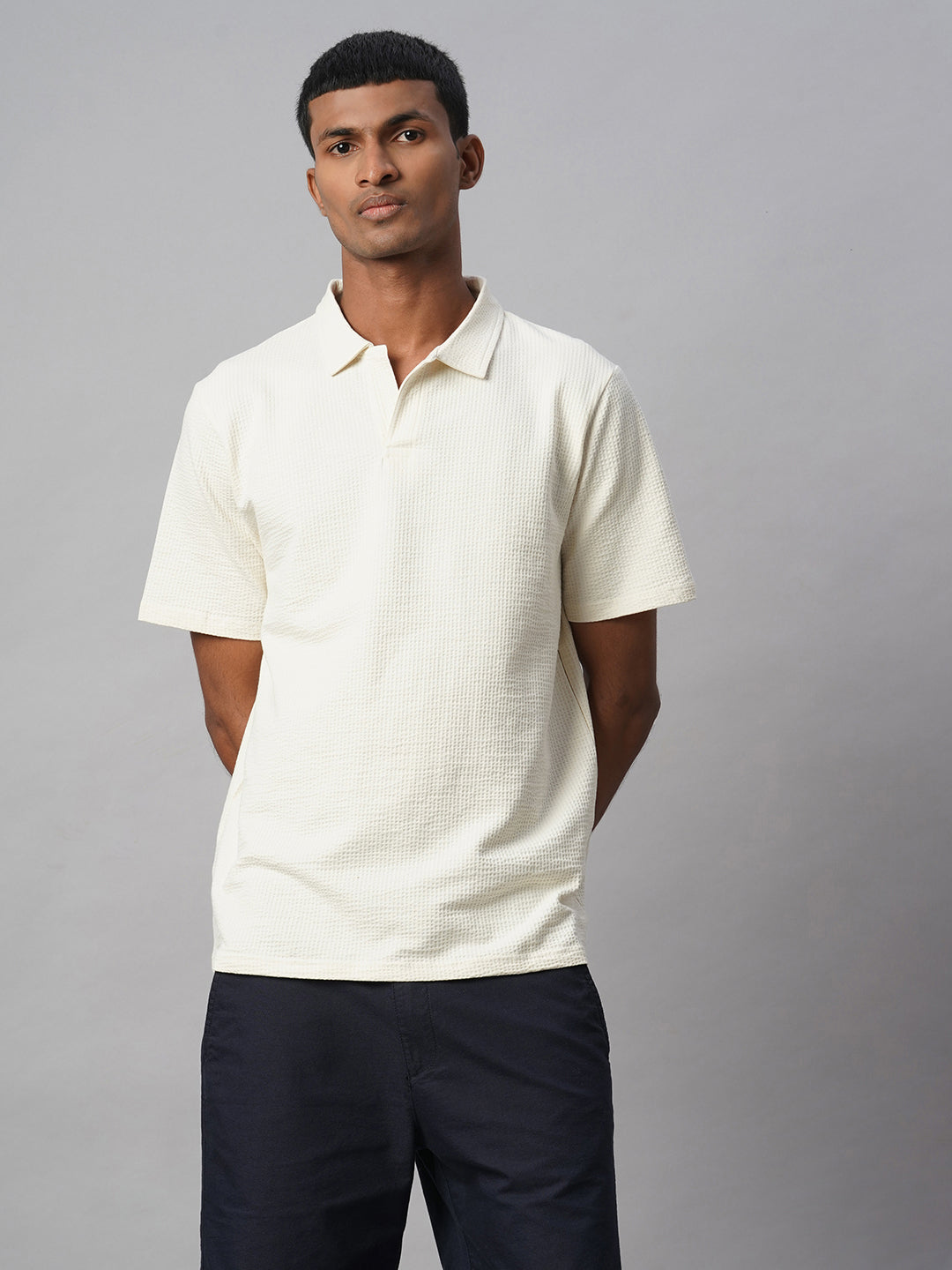 Men's Natural Cotton Elastane Regular Fit Tshirt