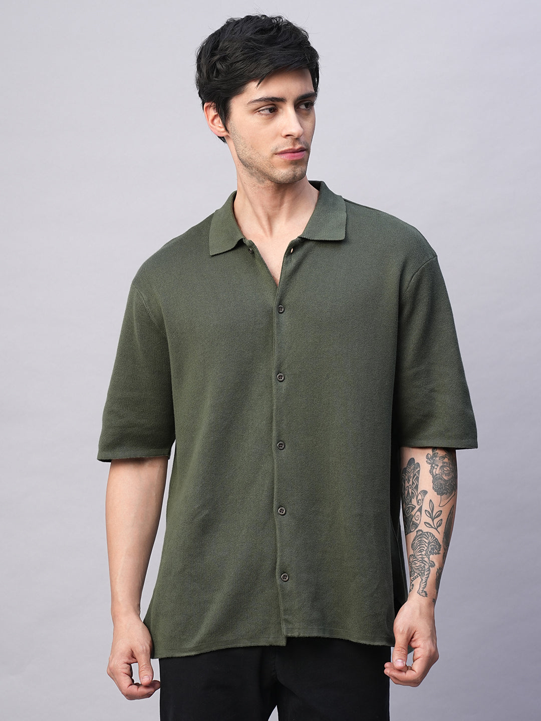 Men's Green 100% Cotton Regular Fit Tshirt