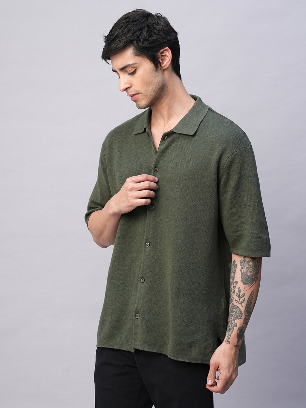 Men's Green 100% Cotton Regular Fit Tshirt