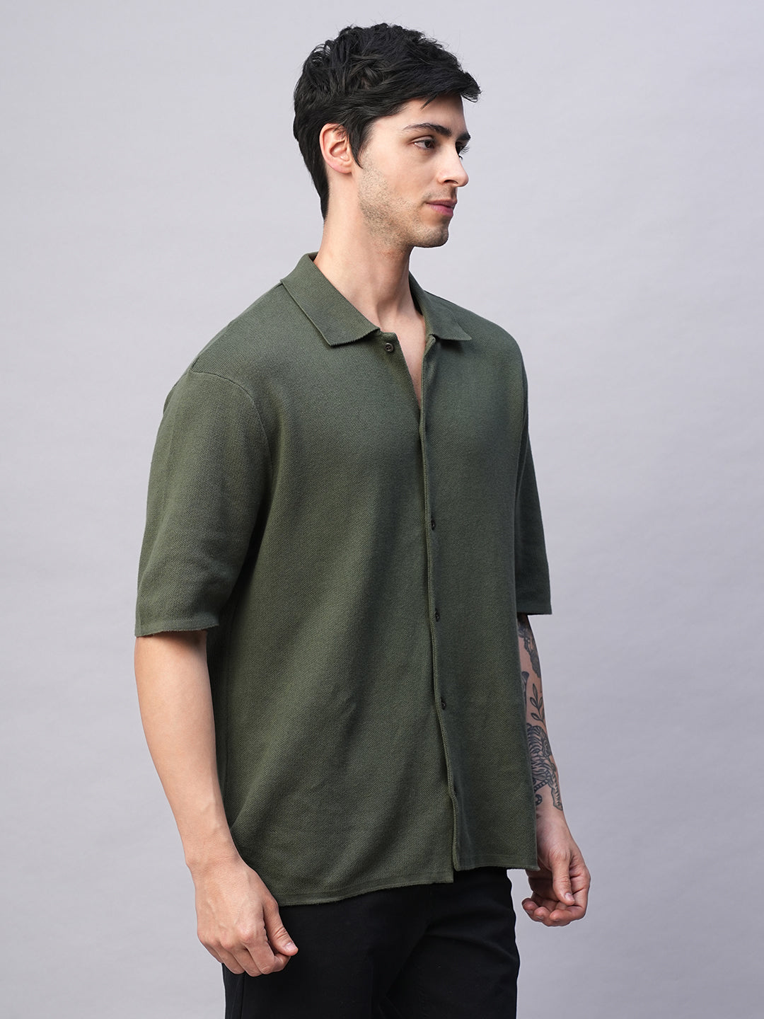 Men's Green 100% Cotton Regular Fit Tshirt