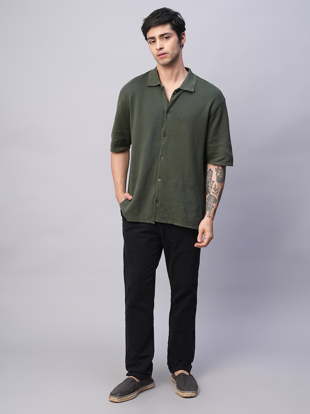 Men's Green 100% Cotton Regular Fit Tshirt