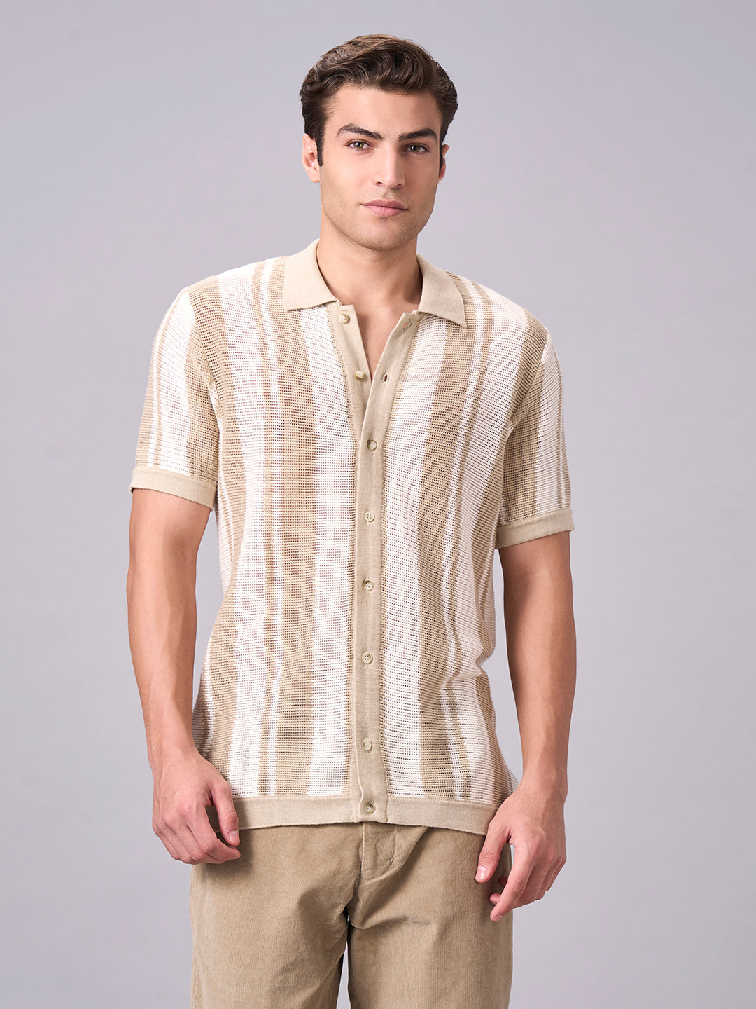 Men's Light Grey 100% Cotton Regular Fit Tshirt