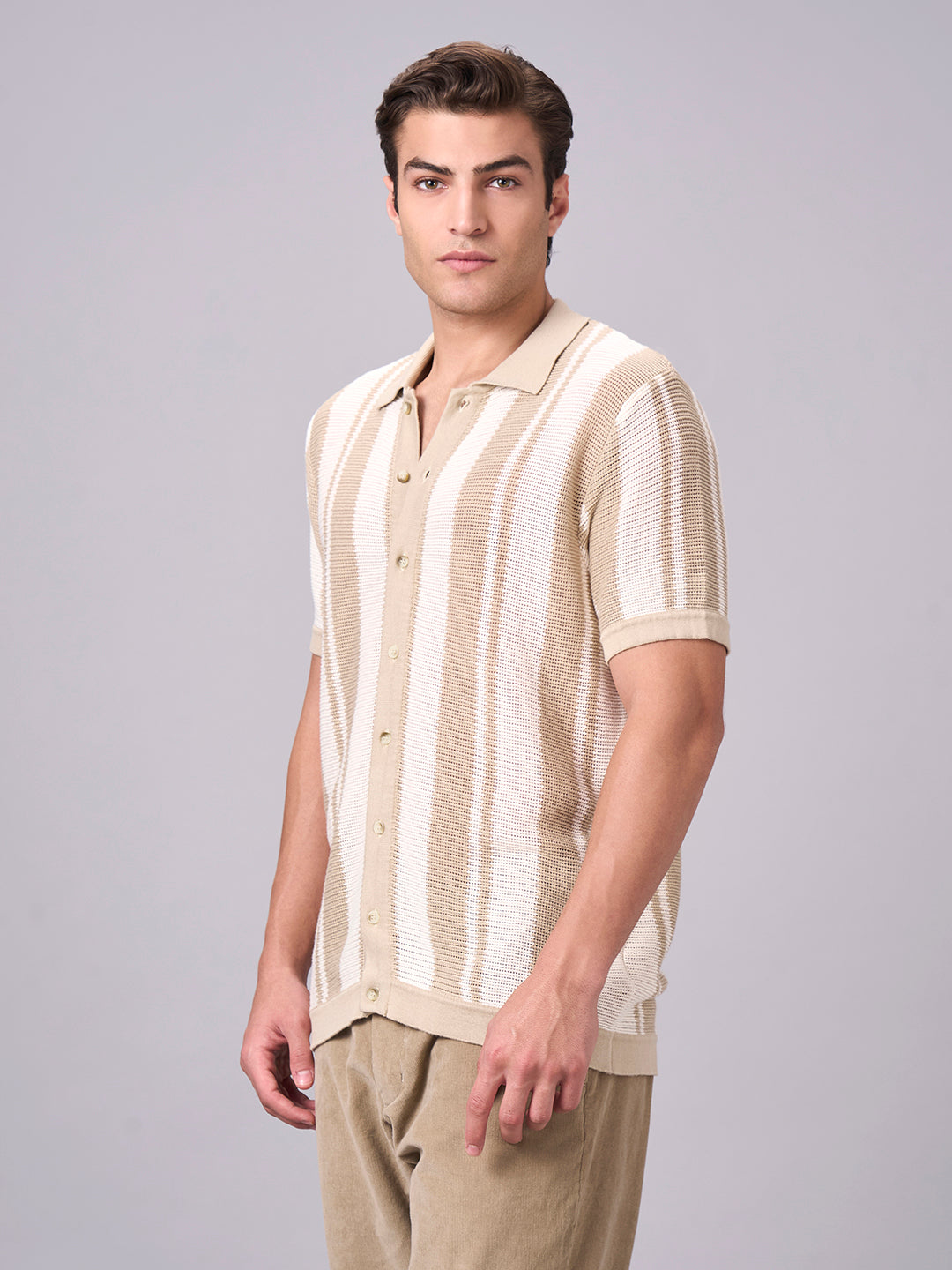 Men's Light Grey 100% Cotton Regular Fit Tshirt