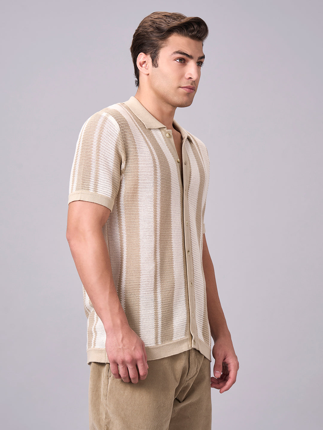 Men's Light Grey 100% Cotton Regular Fit Tshirt