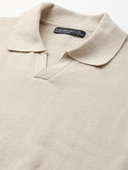 Men's Beige Cotton Regular Fit Tshirt