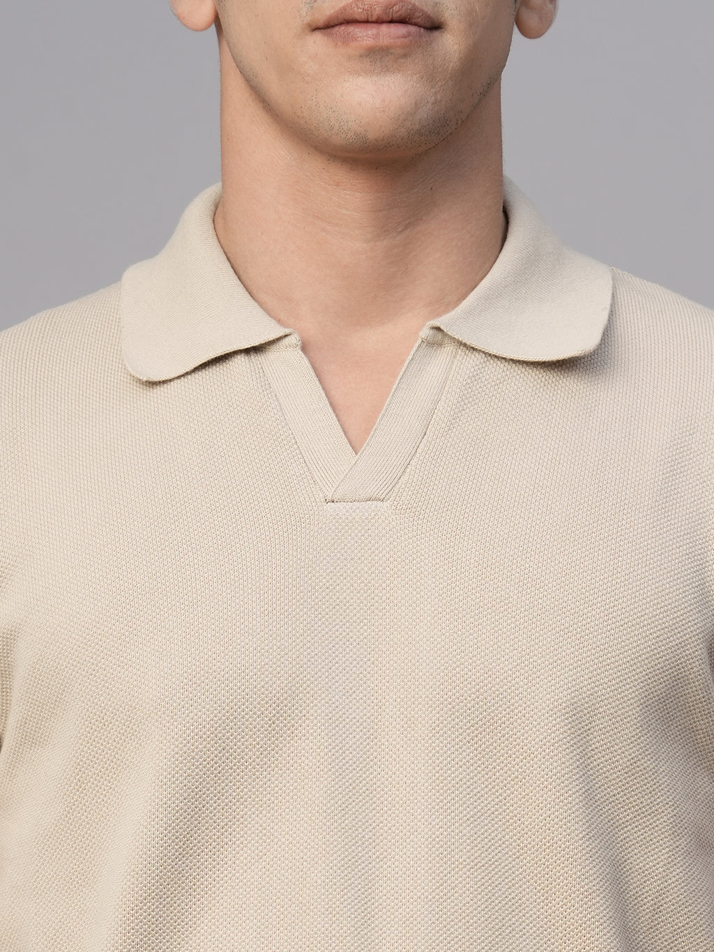 Men's Beige Cotton Regular Fit Tshirt