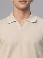 Men's Beige Cotton Regular Fit Tshirt