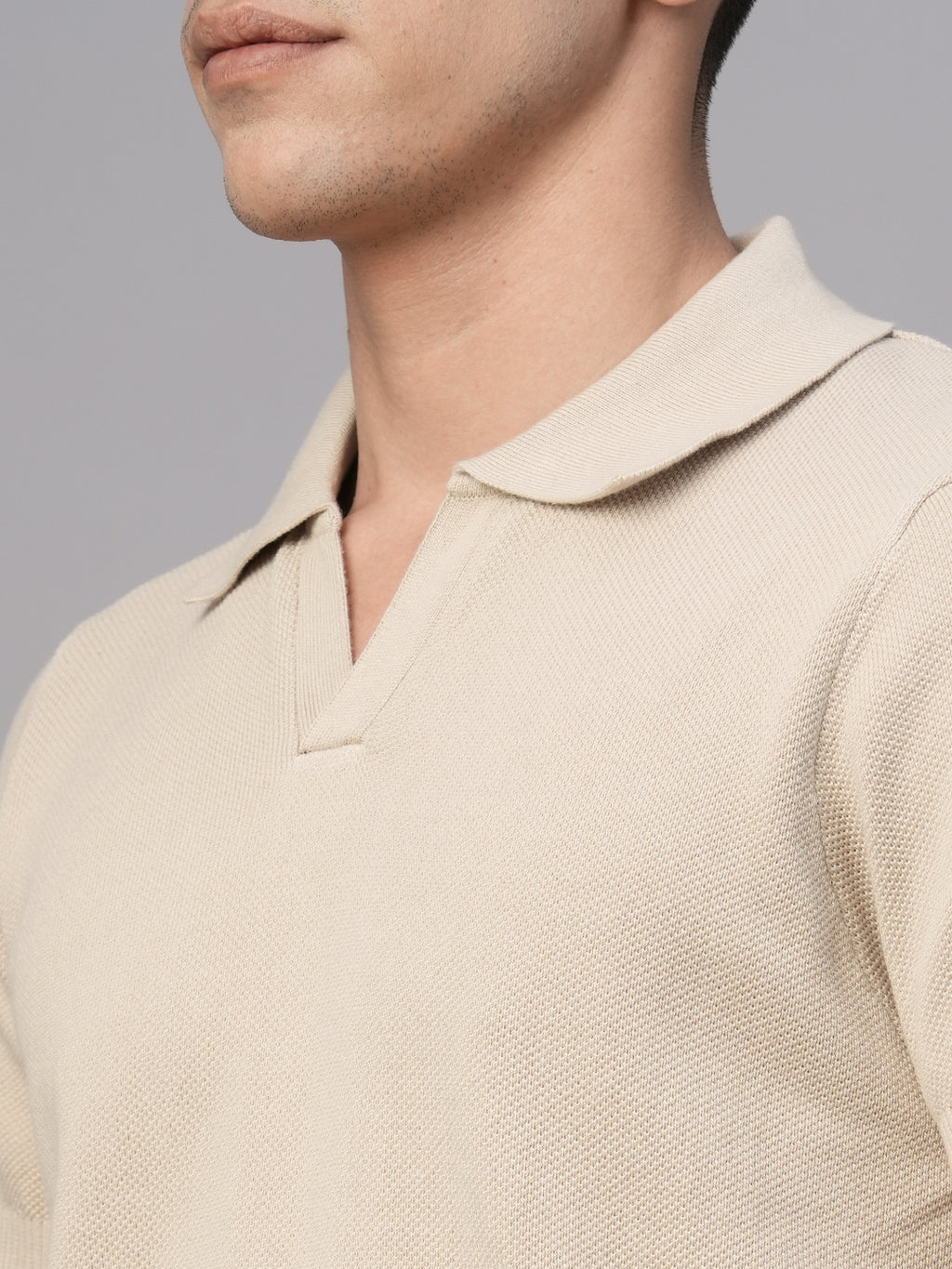 Men's Beige Cotton Regular Fit Tshirt