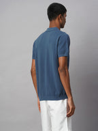 Men's Blue 100% Cotton Regular Fit Tshirt