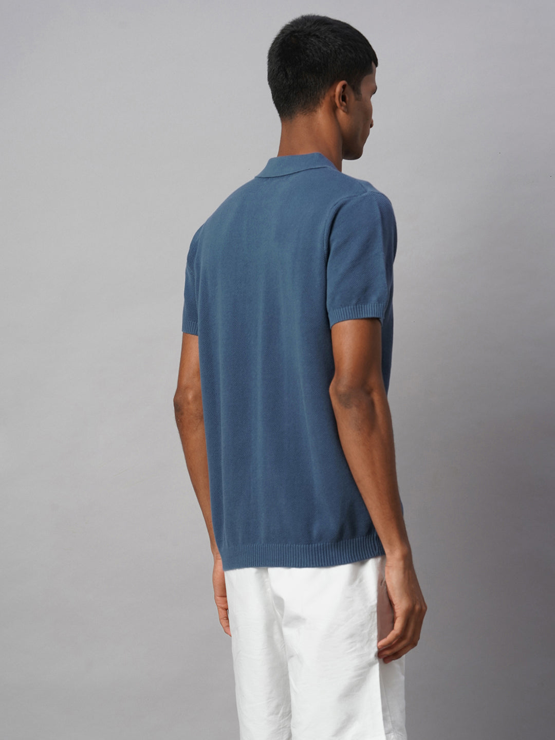 Men's Blue 100% Cotton Regular Fit Tshirt