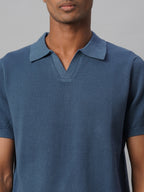 Men's Blue 100% Cotton Regular Fit Tshirt