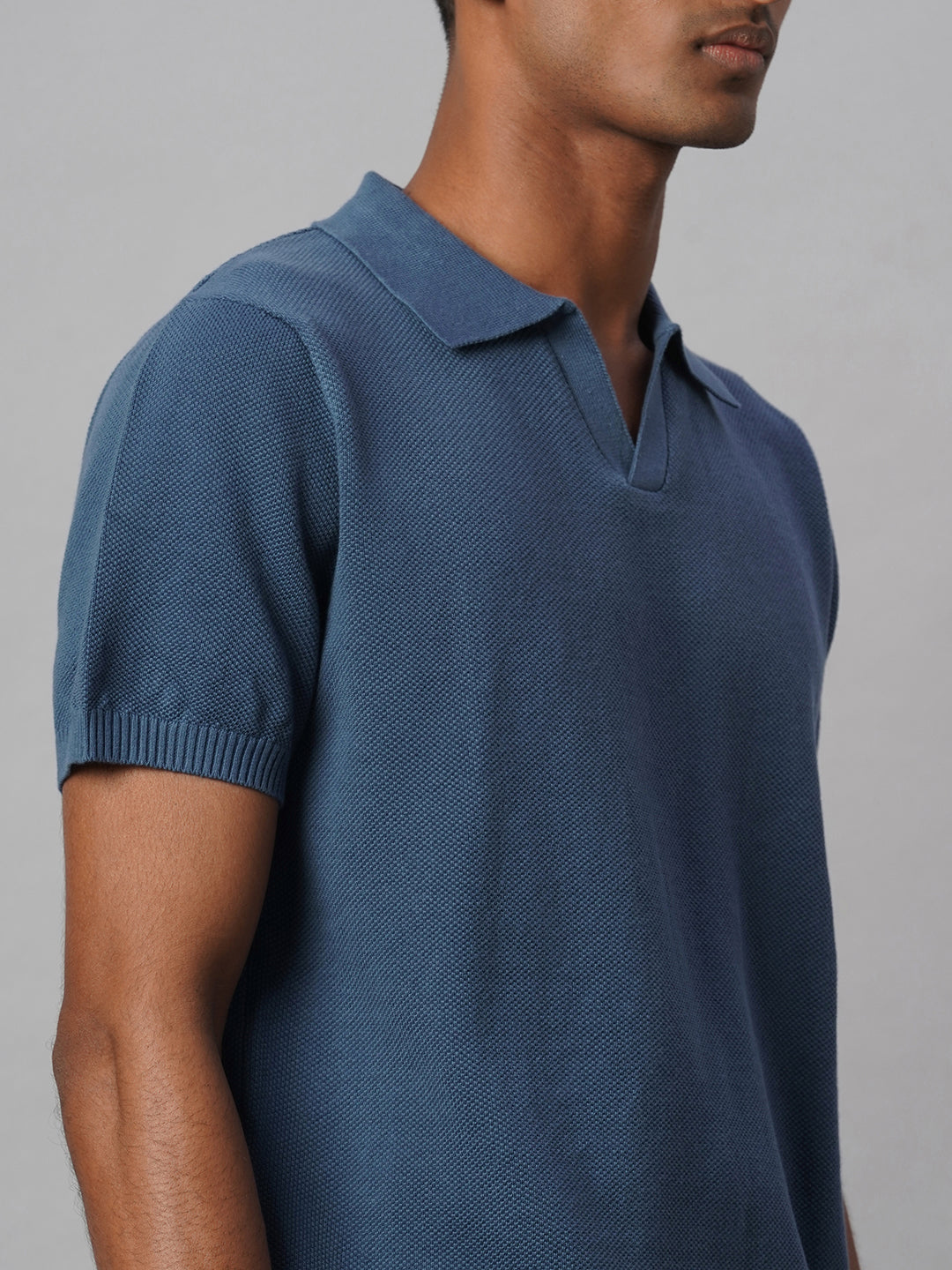 Men's Blue 100% Cotton Regular Fit Tshirt