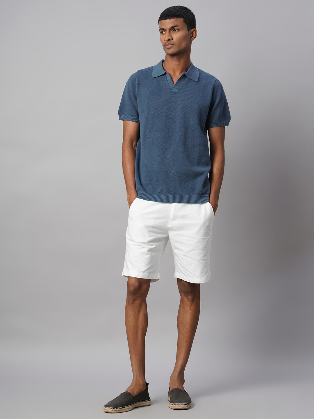 Men's Blue 100% Cotton Regular Fit Tshirt