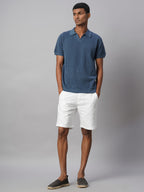 Men's Blue 100% Cotton Regular Fit Tshirt